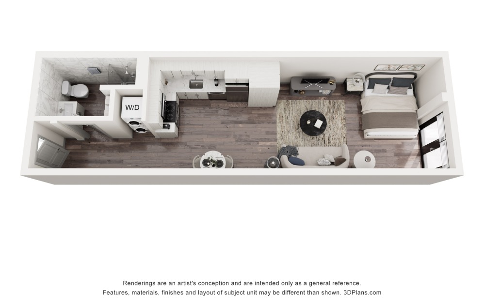 M10 - Studio floorplan layout with 1 bathroom and 467 square feet
